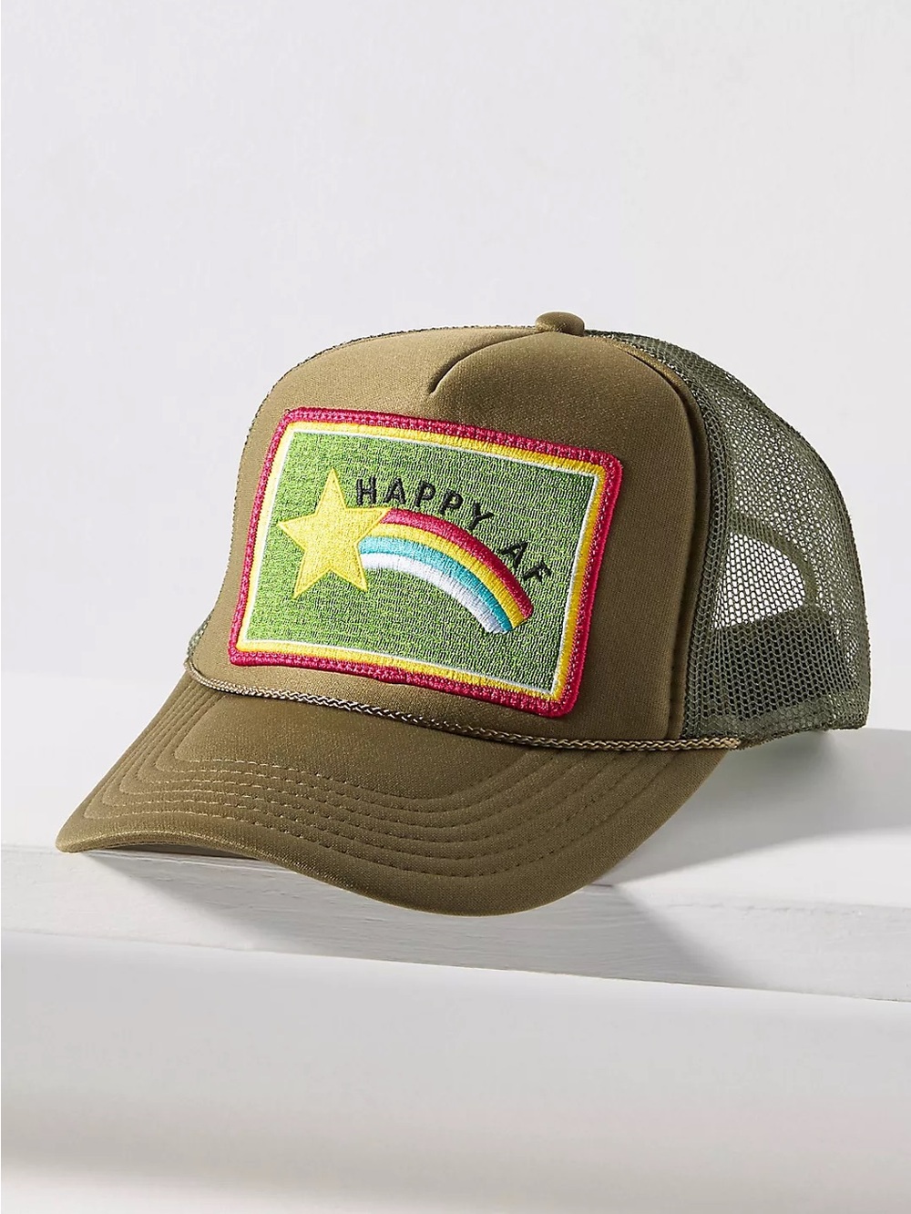 NWOT Anthropologie Friday Feelin Happy AF Trucker Hat